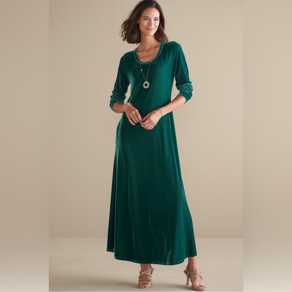 Soft Surroundings Santiago Stretch Velvet Maxi Dress